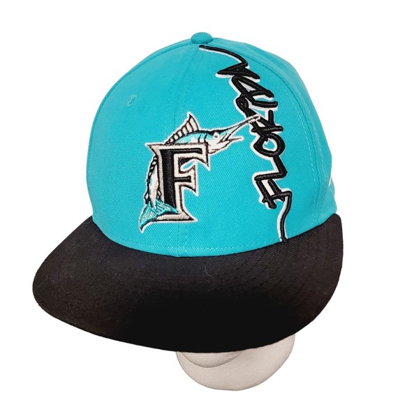 New Era Unisex Florida Marlins Blue Black Lightweight Baseball‎ Cap Size 7 1/4 - Picture 1 of 10